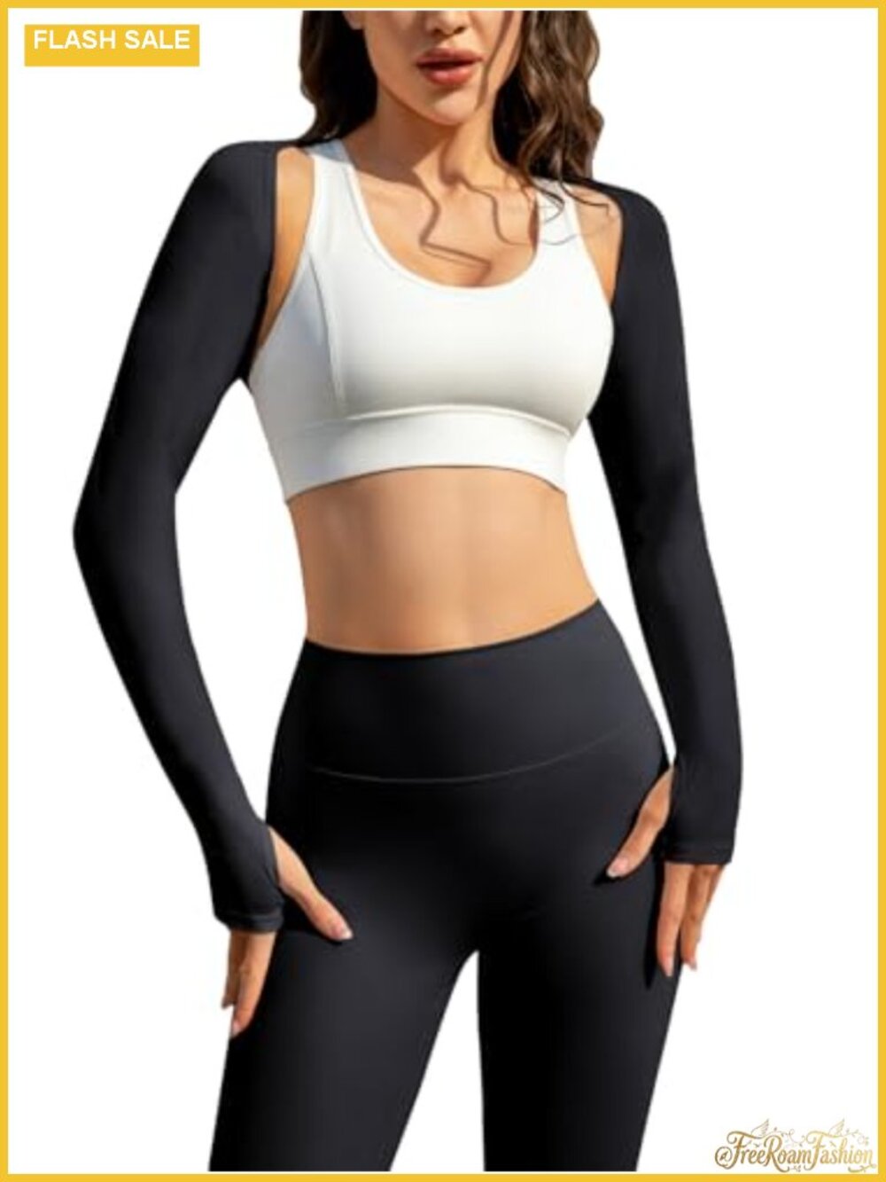 Open Front Long Sleeve Crop Bolero Shrug Workout Top High Stretch